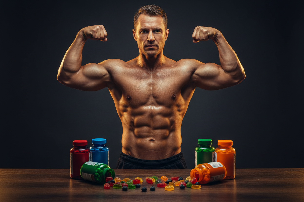 Men's Health - Colorful Bottles & Gummies