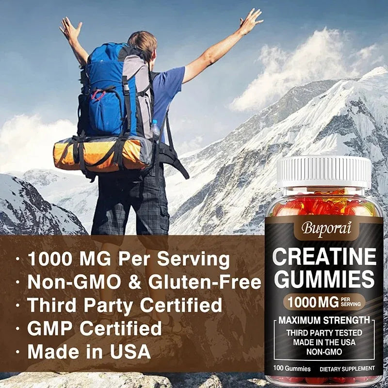 Gummies de créatine monohydrate - Booste l'énergie, développe la masse musculaire et améliore les performances sportives