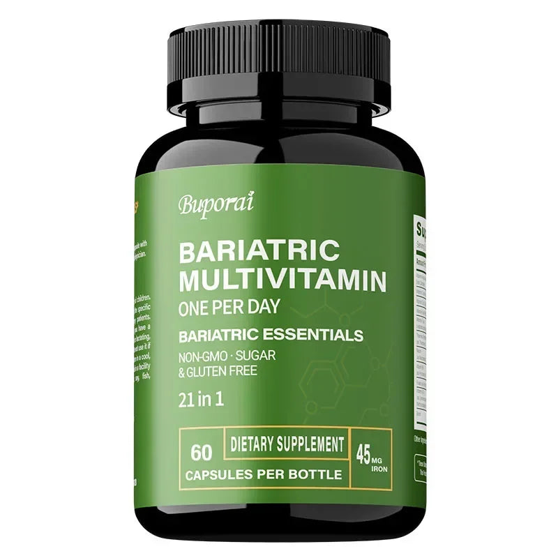 Bariatric multivitamin one per day bottle with 45mg Iron B12.