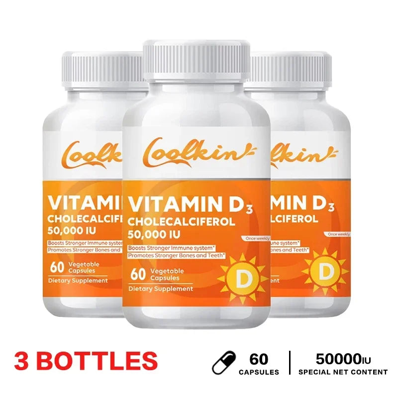 Vitamine D3 50000UI - Santé Musculaire, Os Solides et Système Nerveux, Soutien Immunitaire