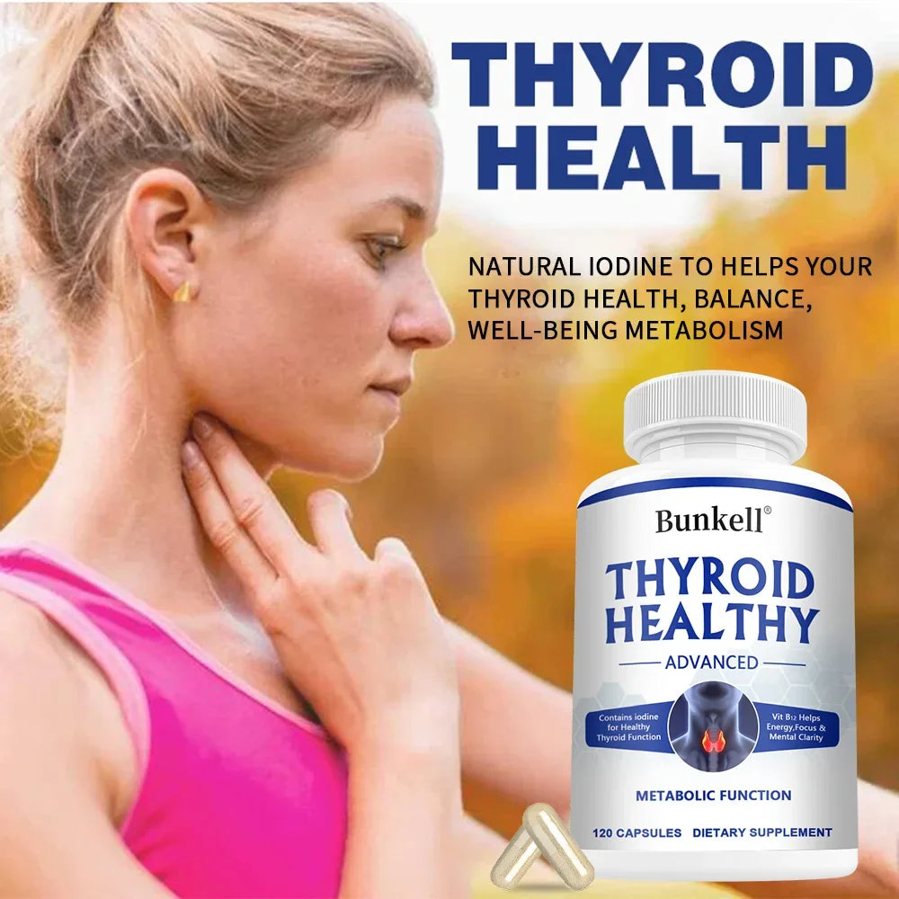 Complément de Soutien Thyroïdien pour Femmes et Hommes, avec Iode, B12 et L-Tyrosine, Soutient la Santé Hormonale, l'Énergie et le Métabolisme