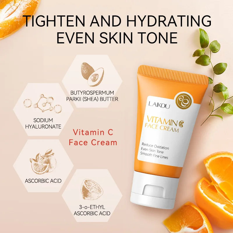 LAIKOU Crème Visage Vitamine C Hydratante Nourrissante Crèmes Sakura Japonaises Uniformise le Teint Produit de Soin du Visage Beauté
