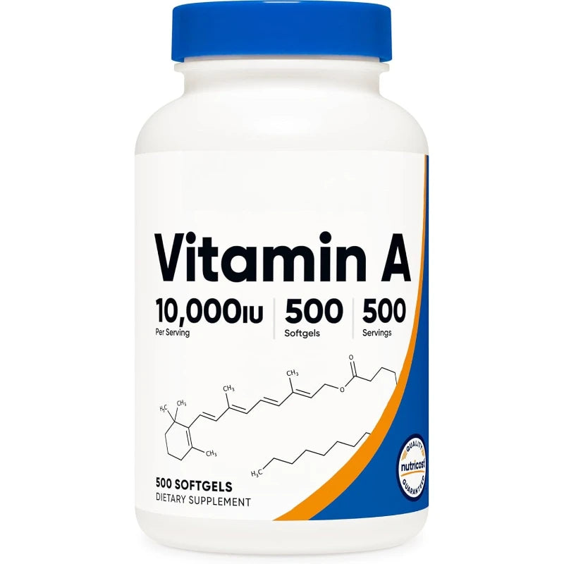 Vitamin A Capsule 10,000 IU with Glycerol Helps Maintain The Immune System Bones and Skin Health Non GMO Gluten Free 500 Count