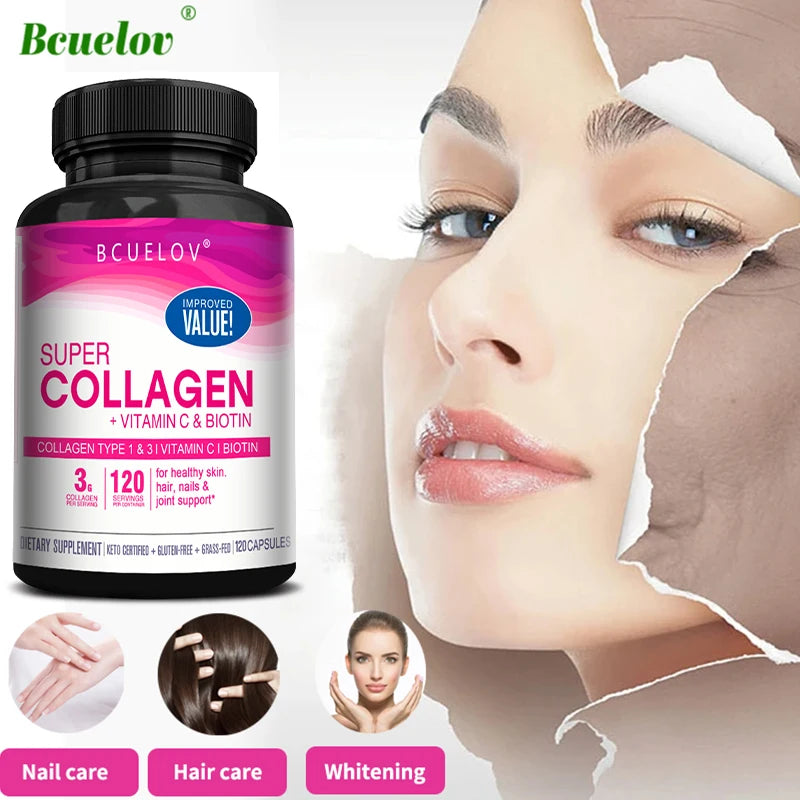 Biotin collagen vitamin c capsules showing improved immune and gut function