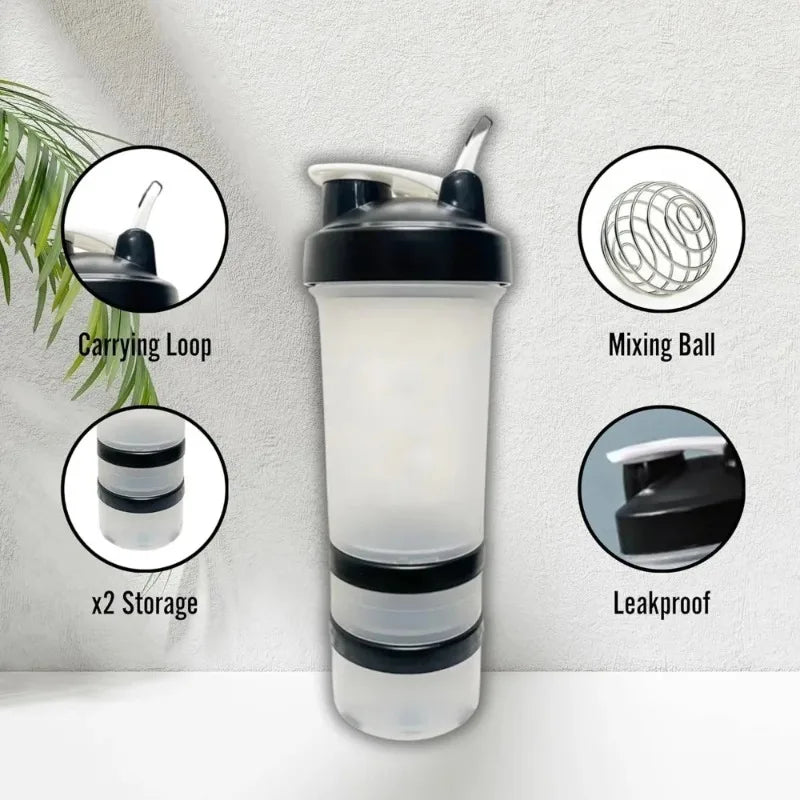 Bouteille shaker portable avec graduations pour substitut de repas protéiné