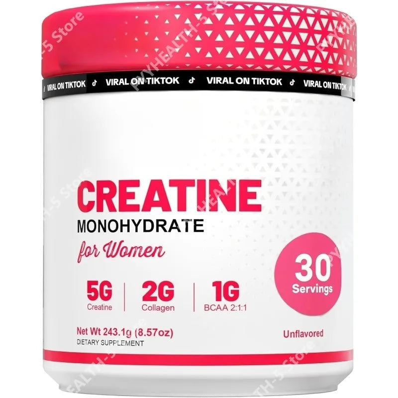 Créatine pour femmes - Supplément post-entraînement - 5000 mg de créatine, 2000 mg de collagène bovin hydrolysé pour la croissance musculaire maigre