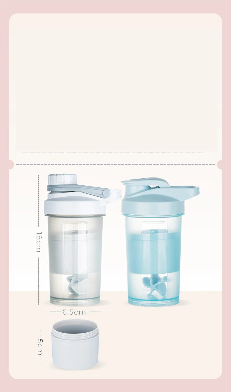 Bouteille d'eau de sport Shake Cup, tasse à boire créative en plastique, tasse de mélange à haute capacité pour poudre de protéines, lactosérum, milkshake