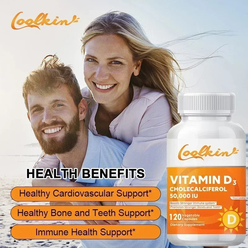 Vitamine D3 50000UI - Santé Musculaire, Os Solides et Système Nerveux, Soutien Immunitaire