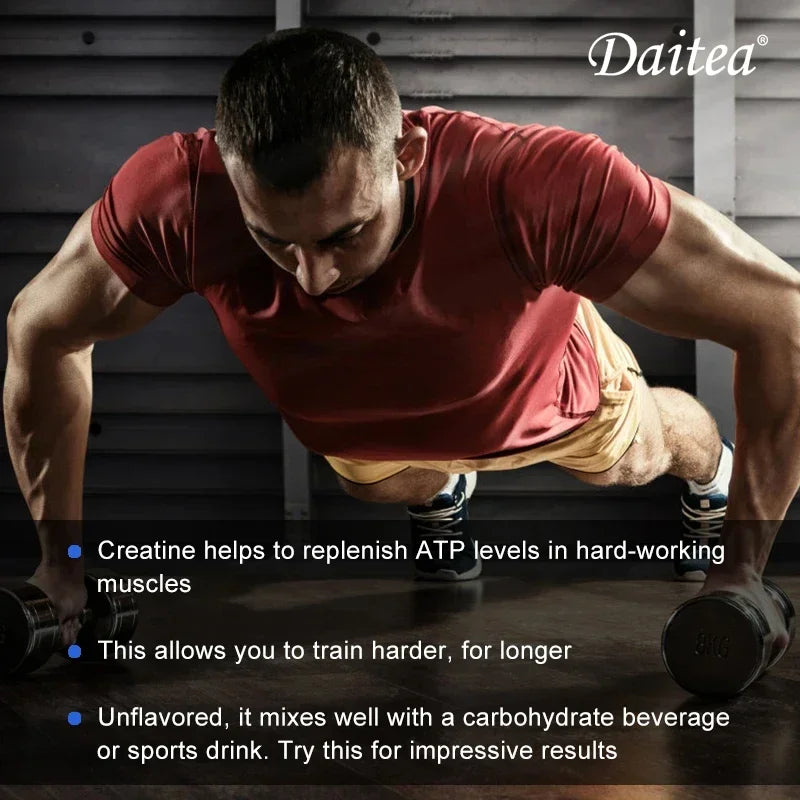 Daitea Créatine Monohydrate 3000 mg - Force, Muscles, Performance Complément Nutritionnel Adulte Compatible Kéto