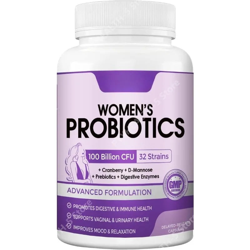 Probiotiques pour la santé digestive des femmes avec enzymes, prébiotiques, probiotiques vaginaux, 100 milliards d'UFC pour la santé intestinale