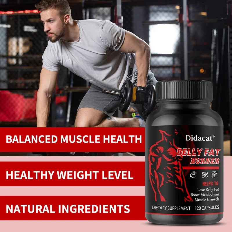 Didacat Brûleur de Graisse Abdominale pour Hommes - Brûle la Graisse du Ventre, Raffermit les Abdos, Stimule la Croissance Musculaire, le Métabolisme - Sans Caféine