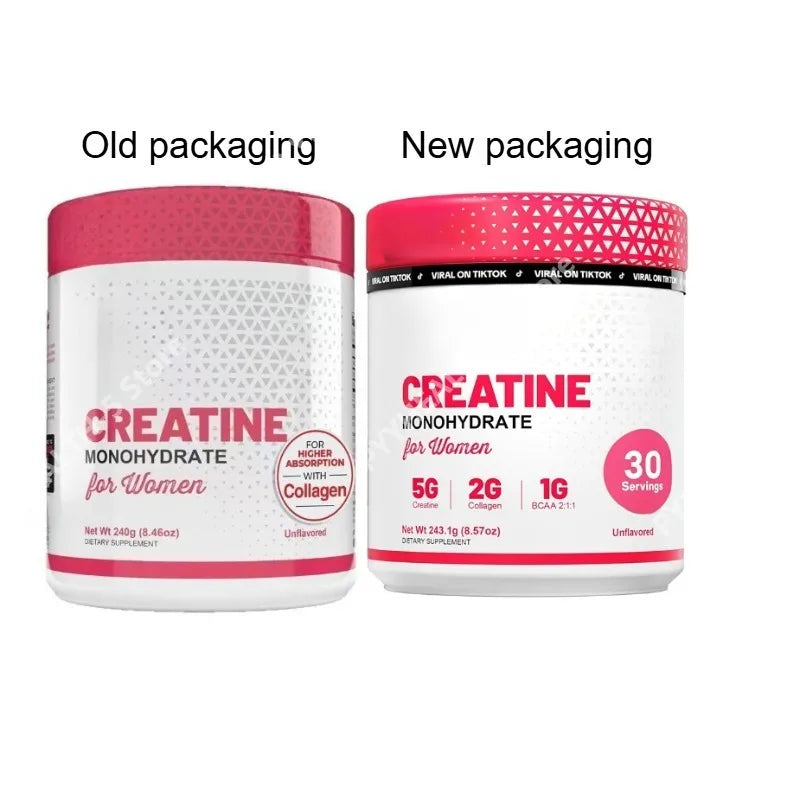 Créatine pour femmes - Supplément post-entraînement - 5000 mg de créatine, 2000 mg de collagène bovin hydrolysé pour la croissance musculaire maigre
