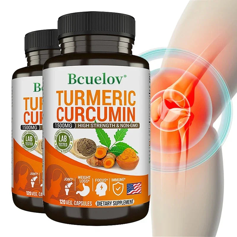 Turmeric curcumin with bioperine capsules bottle for joint health