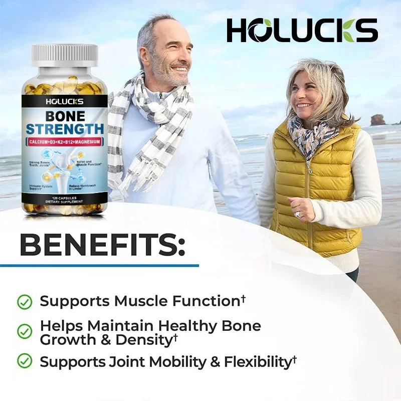 Calcium magnesium vitamin d3 k2 supplement label highlighting non-GMO and gluten-free.