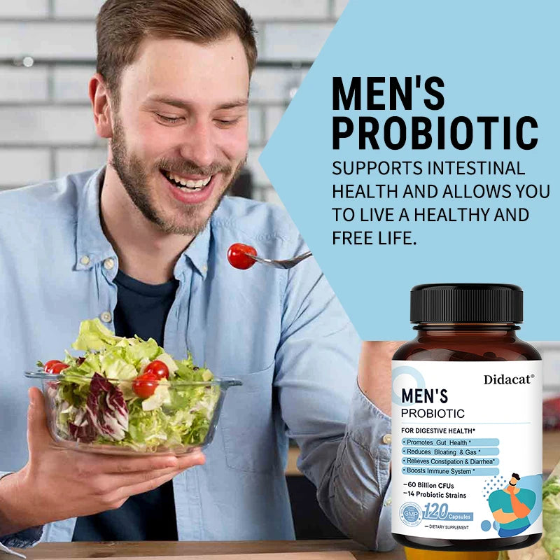 Probiotiques de Lactobacillus pour hommes Enzymes digestives et fibres prébiotiques Santé digestive plus efficace Santé immunitaire intestinale
