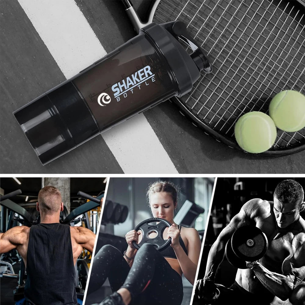 Bouteille Shaker Protéines Premium 590 ml, avec Agitateur Métallique, Idéale pour les Shakes Protéinés et les Boissons Pré-Entraînement