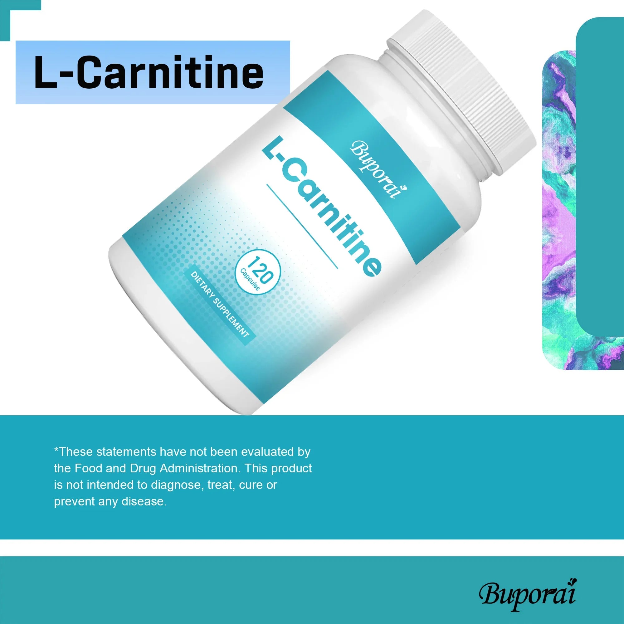 L-Carnitine - Brûle-graisse, Soutient l'énergie, Développe les muscles, Favorise le métabolisme, Améliore la mémoire et la concentration - 120 Gélules