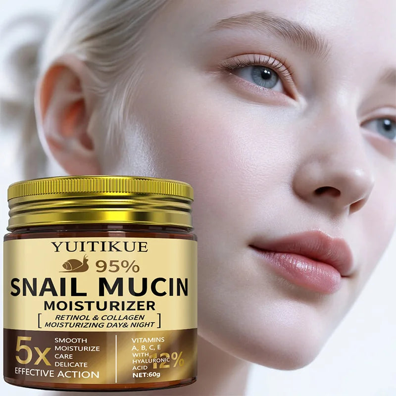 YUITIKUE Crème à 95 % de mucine d'escargot avec rétinol et collagène – Pour une peau ferme, lisse et hydratée, utilisation jour et nuit