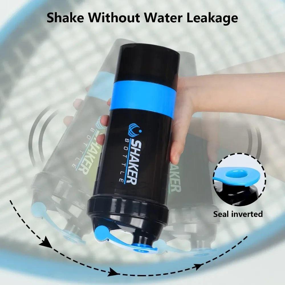 Bouteille Shaker Protéines Premium 590 ml, avec Agitateur Métallique, Idéale pour les Shakes Protéinés et les Boissons Pré-Entraînement