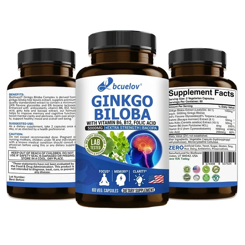Complément nootropique avancé pour le cerveau Améliore la mémoire, la concentration, stimule l'énergie nerveuse et le QI Vitamines B12, B6