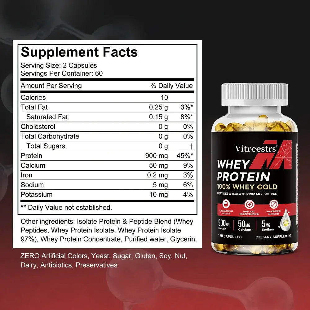 Concentrated whey protein capsules promoting natural health benefits and immune support