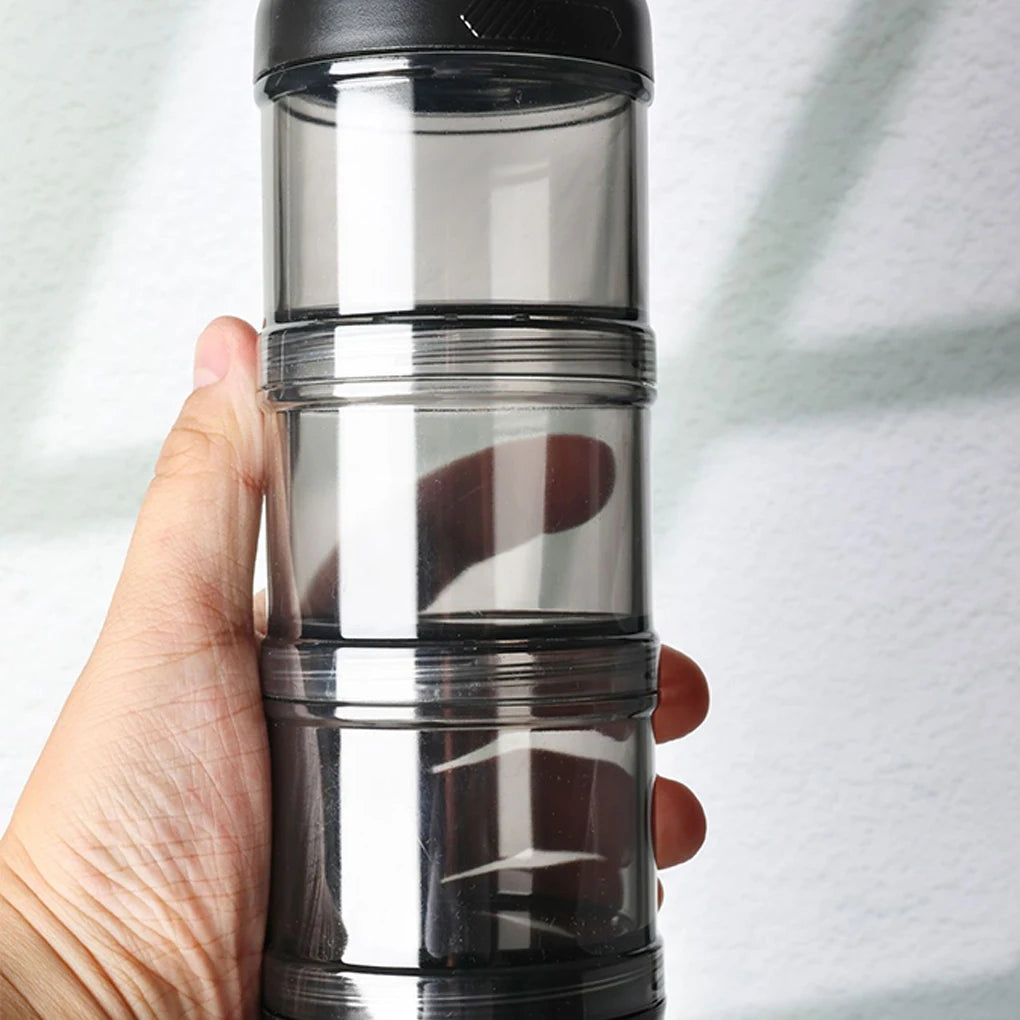 Distributeur de poudre protéinée avec boîte et boîte de rangement pour aliments en PC de qualité alimentaire, convient pour l'exercice en salle de sport, transparent