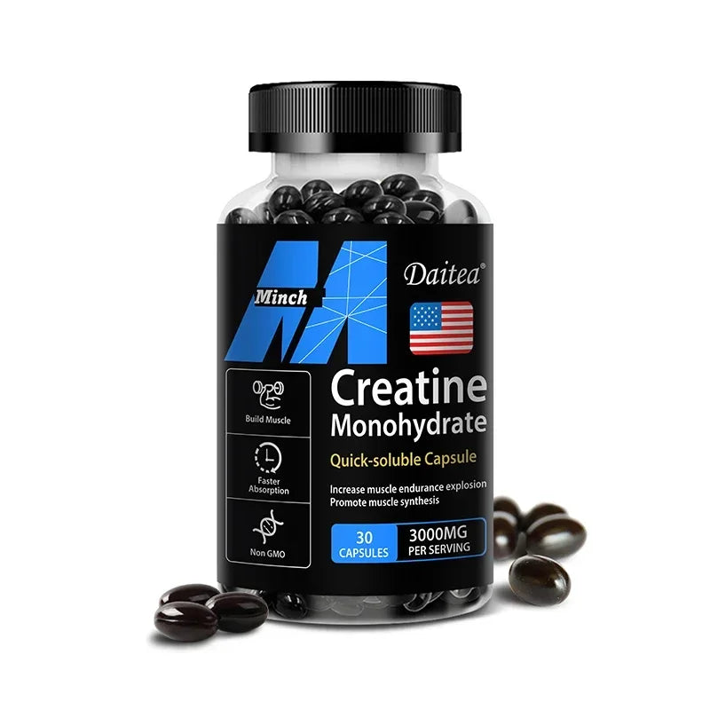 Daitea Créatine Monohydrate 3000 mg - Force, Muscles, Performance Complément Nutritionnel Adulte Compatible Kéto