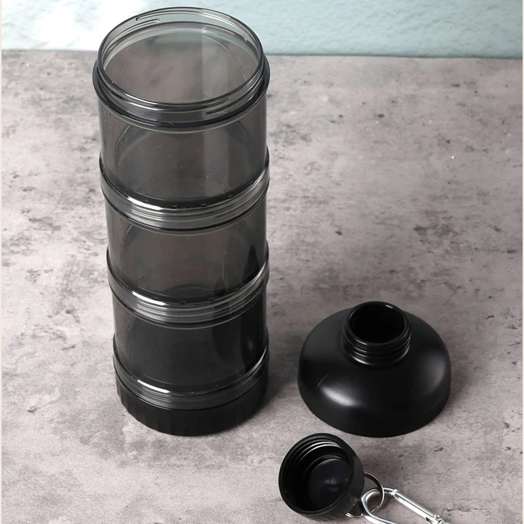 Distributeur de poudre protéinée avec boîte et boîte de rangement pour aliments en PC de qualité alimentaire, convient pour l'exercice en salle de sport, transparent