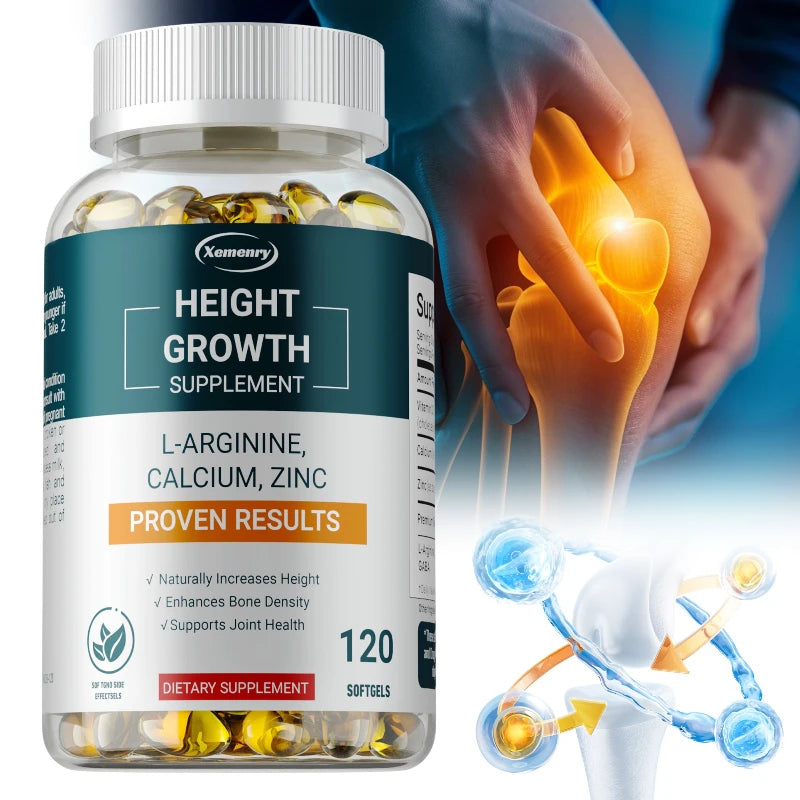 Height growth supplement with l-arginine for natural health benefits in daily life.