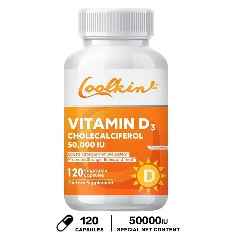 Vitamine D3 50000UI - Santé Musculaire, Os Solides et Système Nerveux, Soutien Immunitaire