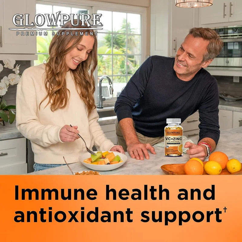 Vitamine C et Zinc pour le soutien immunitaire et antioxydant - Favorise le métabolisme, le blanchiment de la peau et l'anti-âge