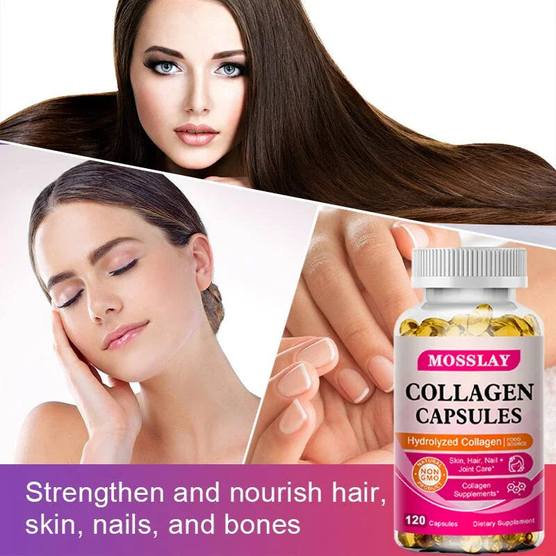 Gélules de collagène avec complexe d'acide hyaluronique et de vitamine C, supplément blanchissant pour la peau