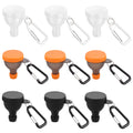 Lot de 9 entonnoirs à poudre protéinée 50 ml, mini bouteille de poudre protéinée portable avec mousqueton et bouchon renforcé pour l'entraînement, le fitness et les voyages