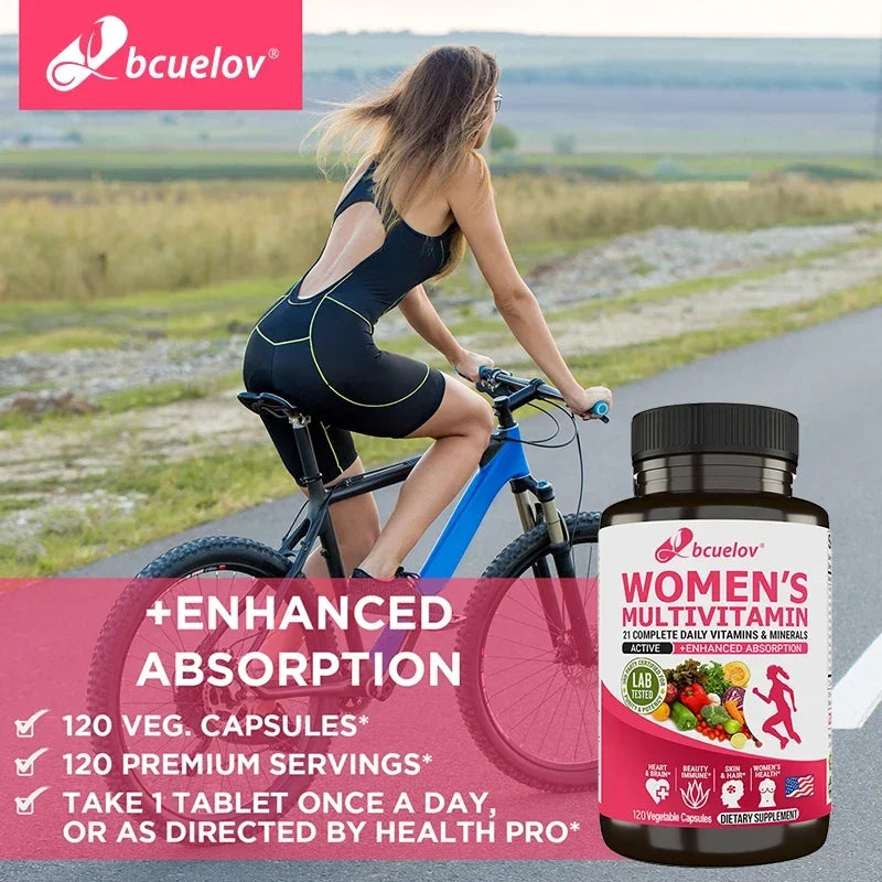 Women’s multivitamin with biotin featuring 21 complete daily vitamins and minerals.