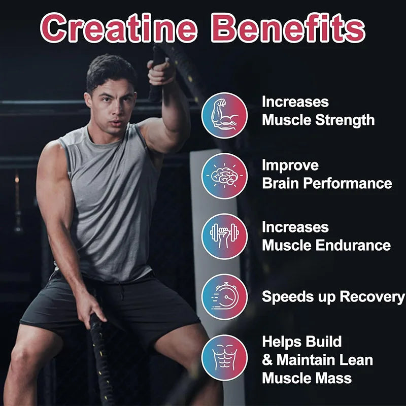 Kexinsh Gommes de créatine monohydrate 6000mg Créatine à croquer sans sucre pour la force musculaire, le développement musculaire et le boost d'énergie