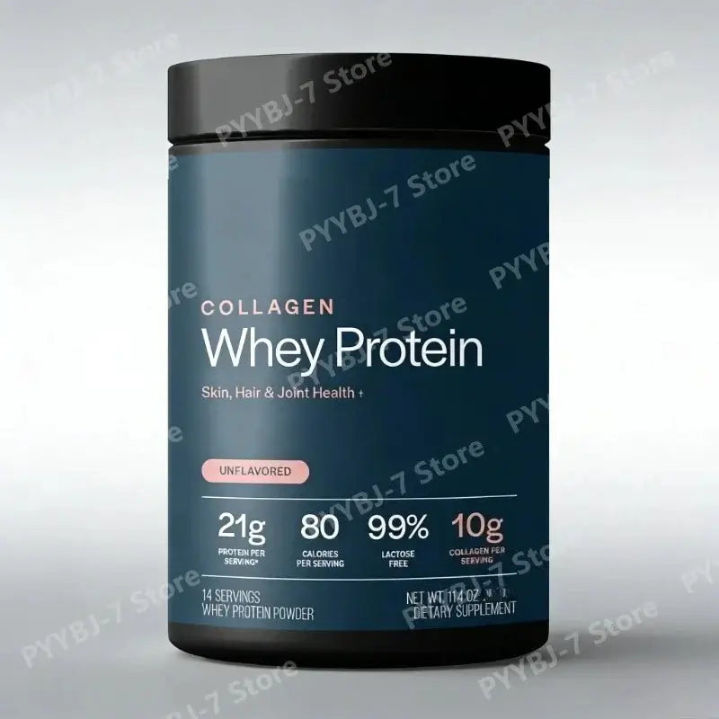 Grass fed whey collagen powder unflavored 324g tank for natural health benefits in daily life.