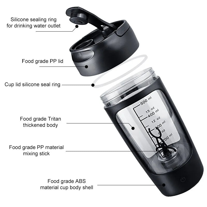 650 ml USB Électrique Portable Bouteille Shaker de Whey Protéine Tasse Mélangeuse Entièrement Automatique Rechargeable Gym Sans BPA Mélangeur à Cocktail