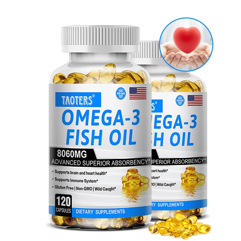 Huile de poisson Oméga 3 - Aide à améliorer la vue, les articulations, antioxydant, améliore la santé de la peau, la fonction cérébrale et soutient l'immunité
