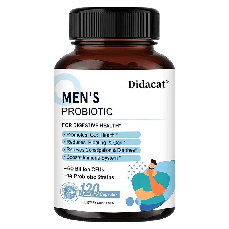 Probiotiques de Lactobacillus pour hommes Enzymes digestives et fibres prébiotiques Santé digestive plus efficace Santé immunitaire intestinale