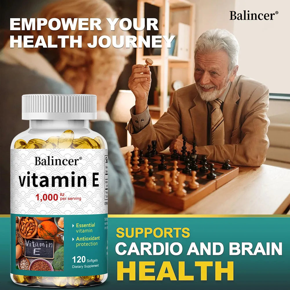 Vitamine E 1000 UI Gélule Molle - Supplément de Vitamine E, Support Antioxydant Essentiel, Soutient la Peau, le Cœur et la Santé Immunitaire