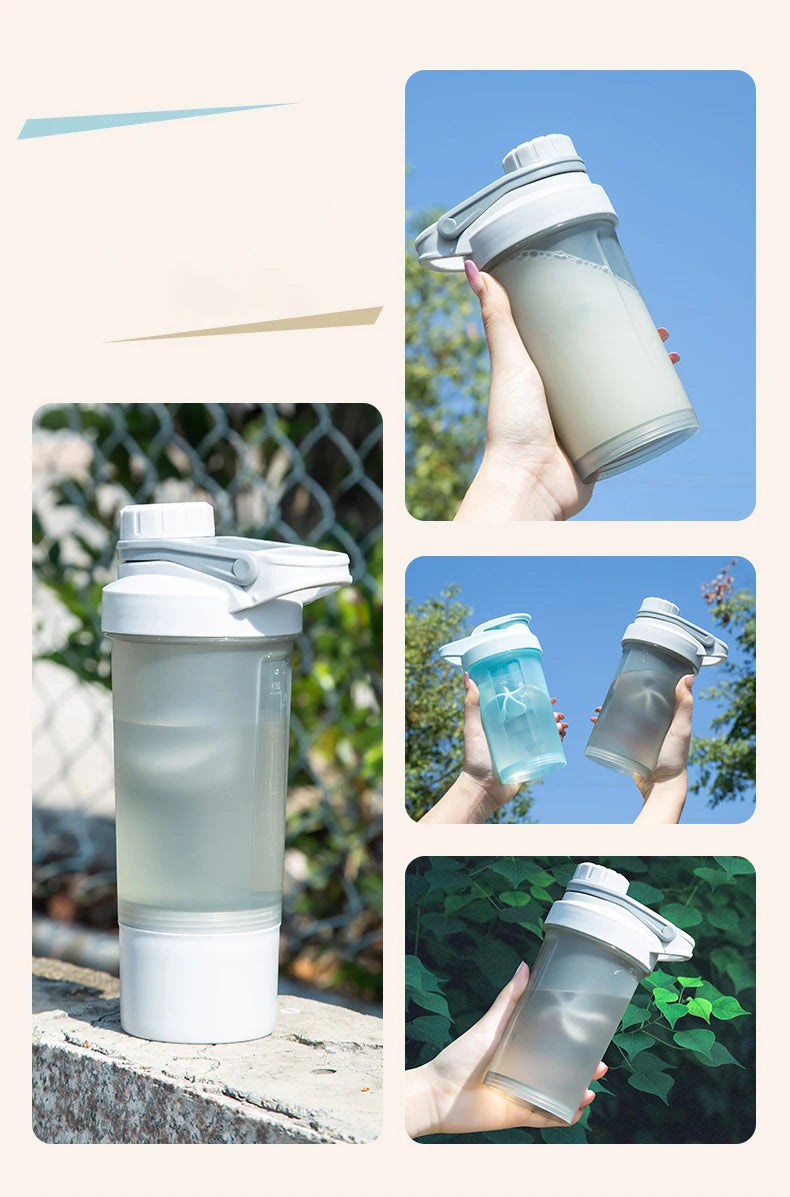 Bouteille d'eau de sport Shake Cup, tasse à boire créative en plastique, tasse de mélange à haute capacité pour poudre de protéines, lactosérum, milkshake