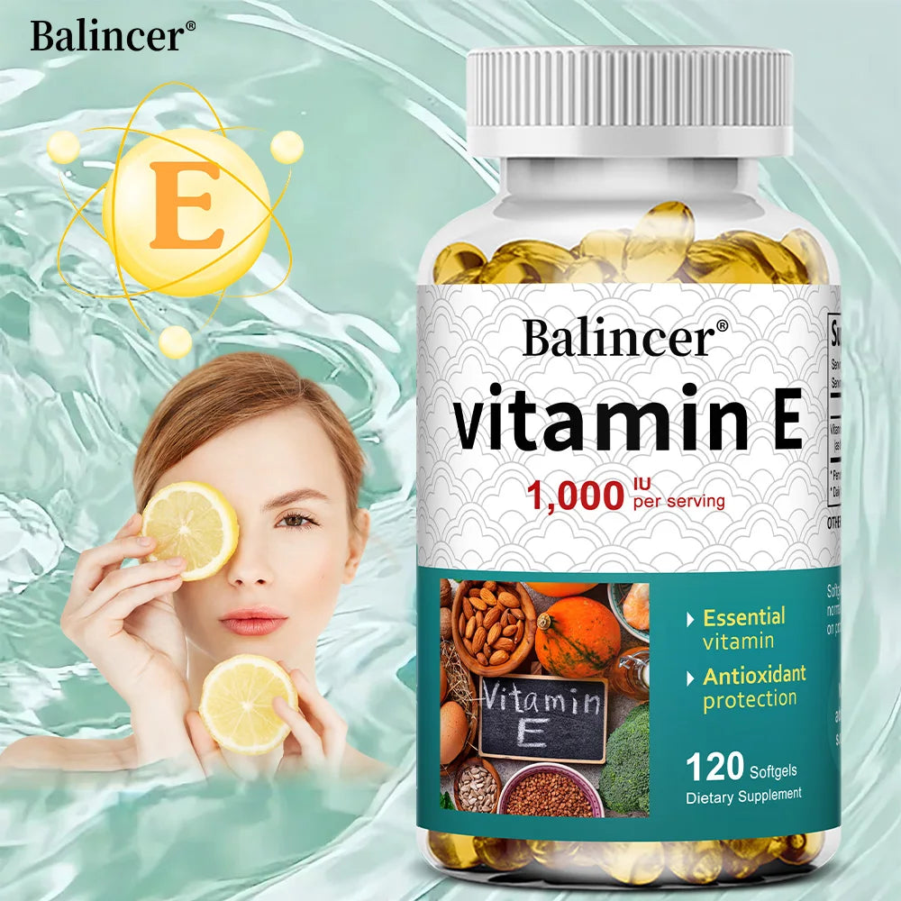 Vitamine E 1000 UI Gélule Molle - Supplément de Vitamine E, Support Antioxydant Essentiel, Soutient la Peau, le Cœur et la Santé Immunitaire