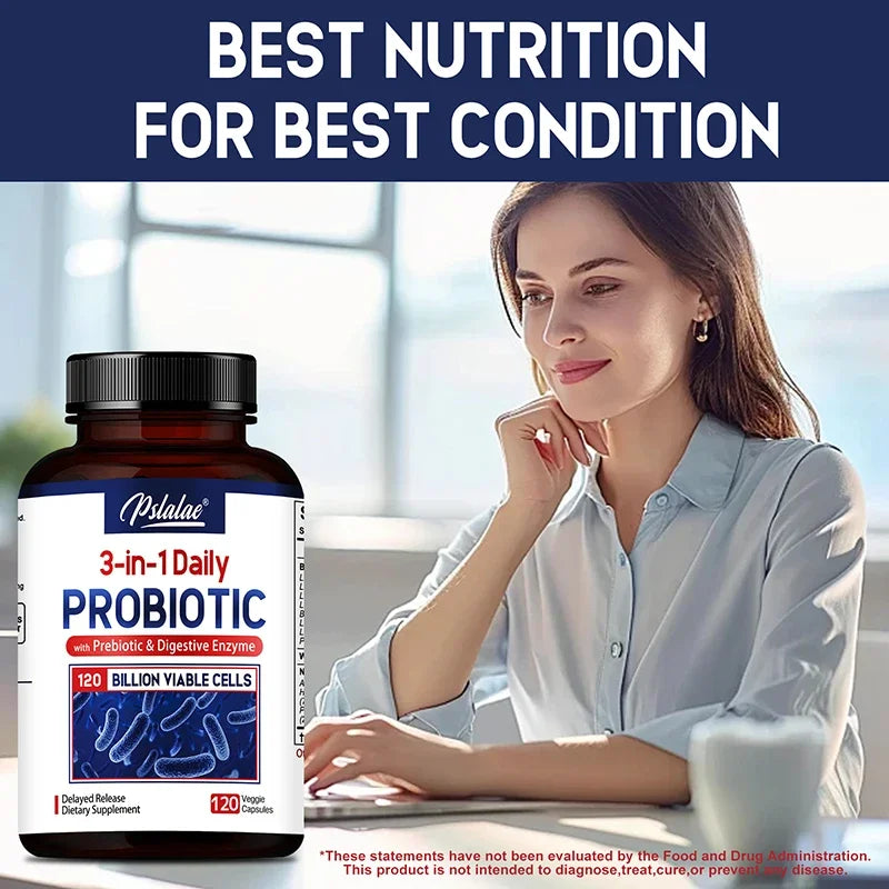Probiotiques + Prébiotiques + Enzymes Digestives - Favorisent la Flore Intestinale la Santé Digestive des Femmes et des Hommes et Fournissent une Énergie Durable