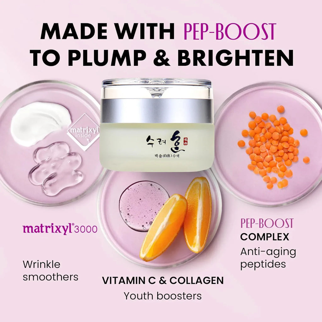 Crème Visage au Collagène 50g Nourrit, Repulpe la Peau, Texture Fraîche Crème Rajeunissante Jour/Nuit Hydratante Cosmétiques Coréens
