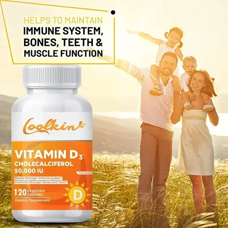 Vitamine D3 50000UI - Santé Musculaire, Os Solides et Système Nerveux, Soutien Immunitaire