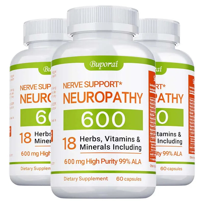 Complément de soutien contre la neuropathie 600mg - Antioxydant, favorise la santé nerveuse, l'énergie cellulaire, le métabolisme et l'anti-âge, sans OGM