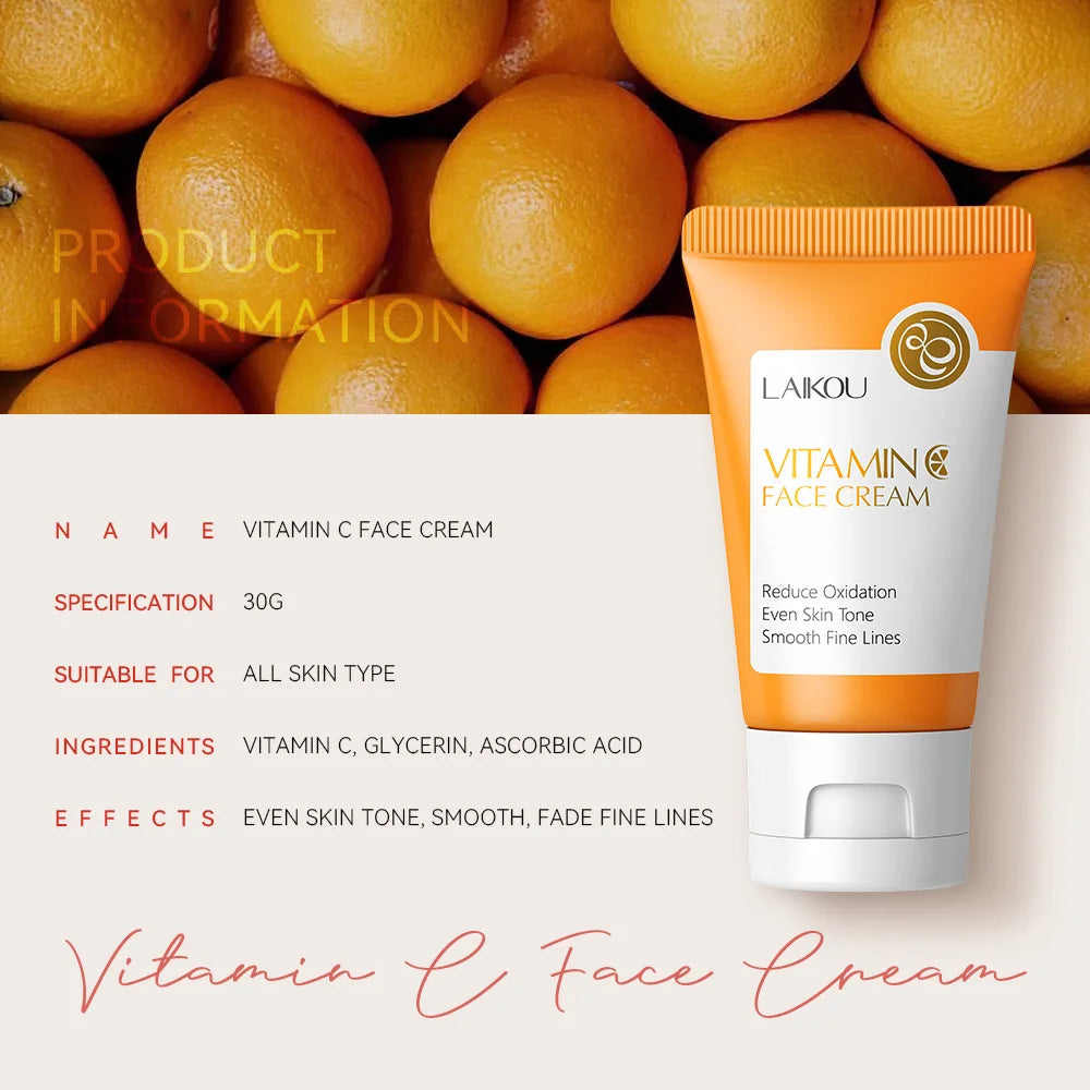 LAIKOU Crème Visage Vitamine C Hydratante Nourrissante Crèmes Sakura Japonaises Uniformise le Teint Produit de Soin du Visage Beauté
