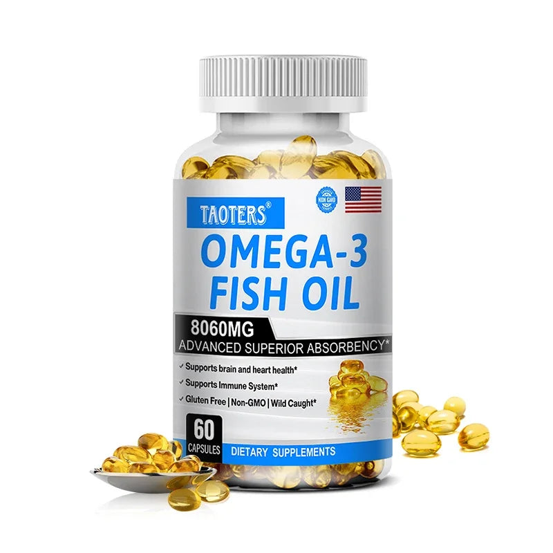 Huile de poisson Oméga 3 - Aide à améliorer la vue, les articulations, antioxydant, améliore la santé de la peau, la fonction cérébrale et soutient l'immunité