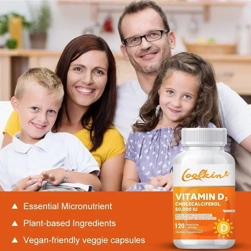 Vitamine D3 50000UI - Santé Musculaire, Os Solides et Système Nerveux, Soutien Immunitaire