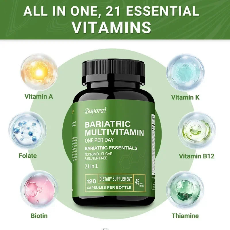 Bariatric multivitamin one per day designed for the natural recovery of an active life.
